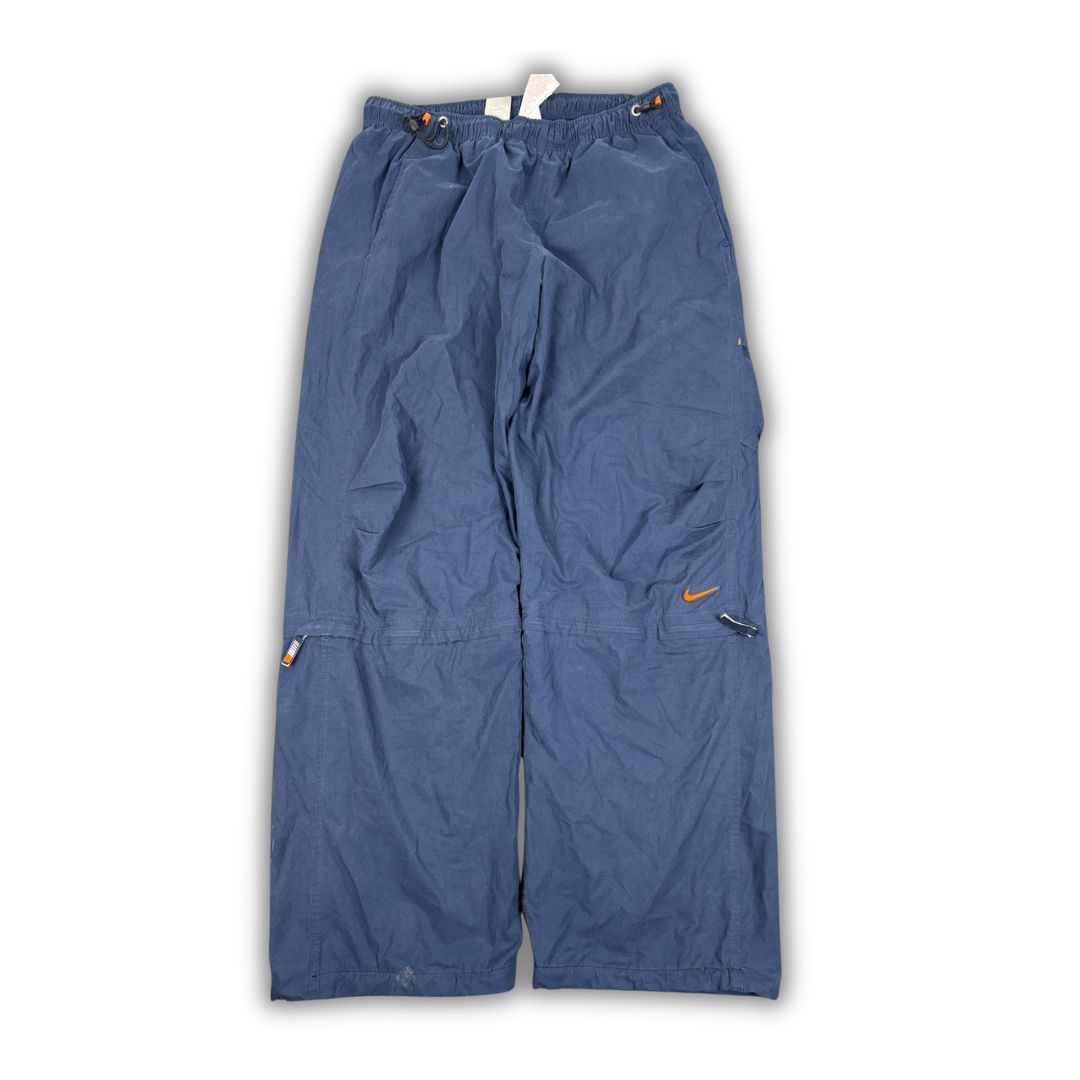 Vintage Y2K Nike Cargo Track Pants Men's L Navy Rare Shorts Zip Off Baggy Joggers