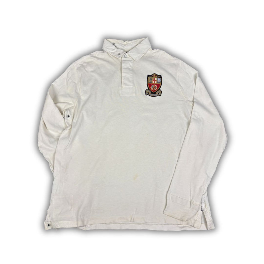 Vintage Y2K Ralph Lauren Rugby Polo Men's XL White Patch Logo Collared