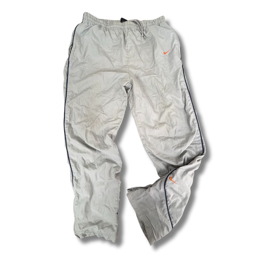 Vintage Y2K Nike Track Pants Women's XL Grey Navy Piping Orange Swoosh Joggers