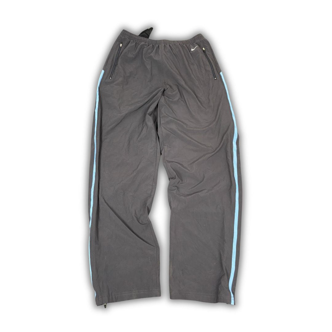 Vintage Y2K Nike Track Pants Men's L Grey Blue FIT-DRY Running Joggers Wide Leg