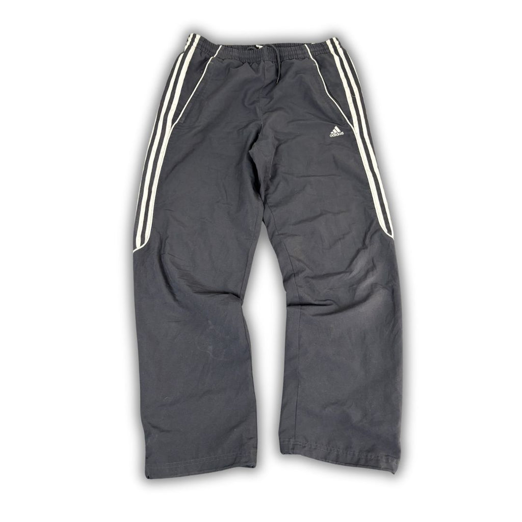 Vintage Y2K Adidas Track Pants Men's S Grey White Piping 3 Stripe Joggerss Straight Leg