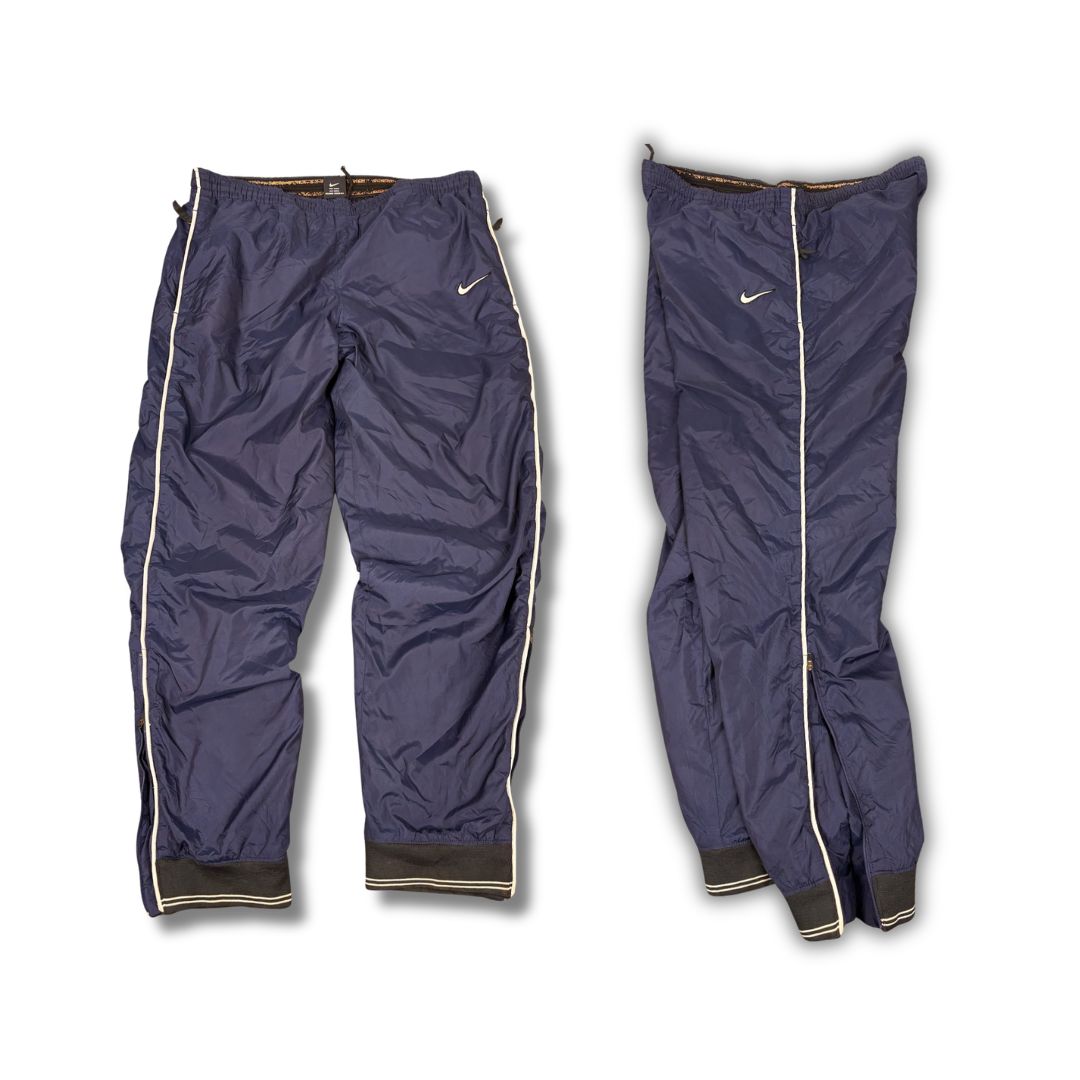 Vintage Y2K Nike Team Track Pants Men's M Navy White Piping Swoosh Cuffed Joggers Tapered