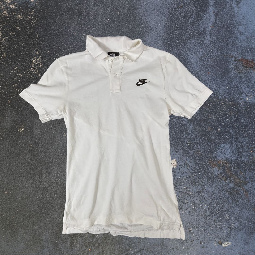 Nike Polo Shirt Men’s XS White Cotton Black Chest Logo Classic