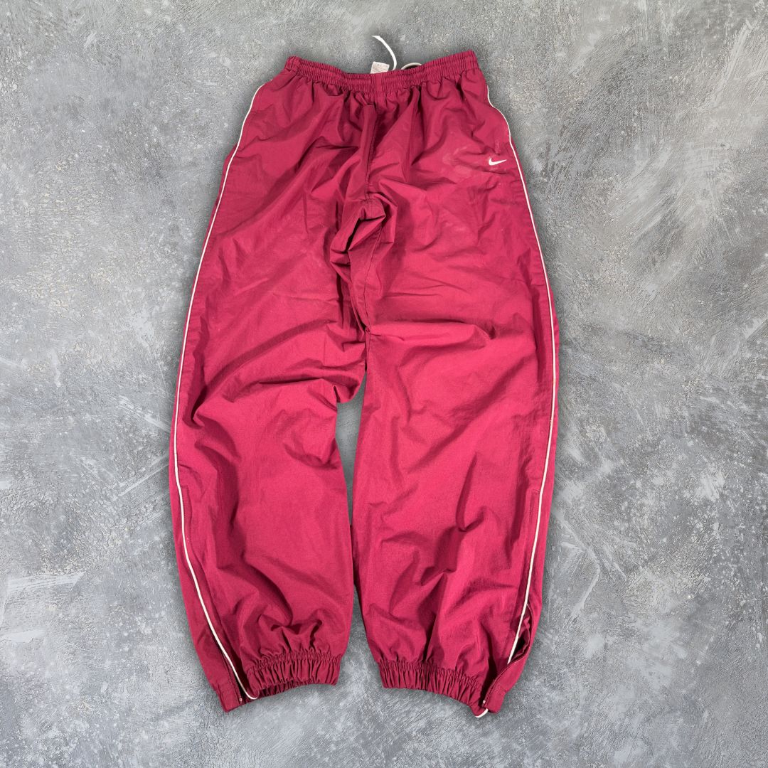 Vintage 90s Nike Track Pants Size XL Red White Piping Wide Leg Windbreakers
