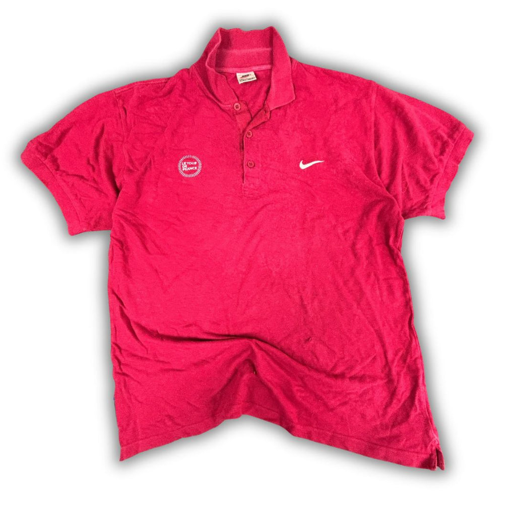 Vintage 90's Nike Polo Men's M Red Tour De France 1998 Shirt Collared