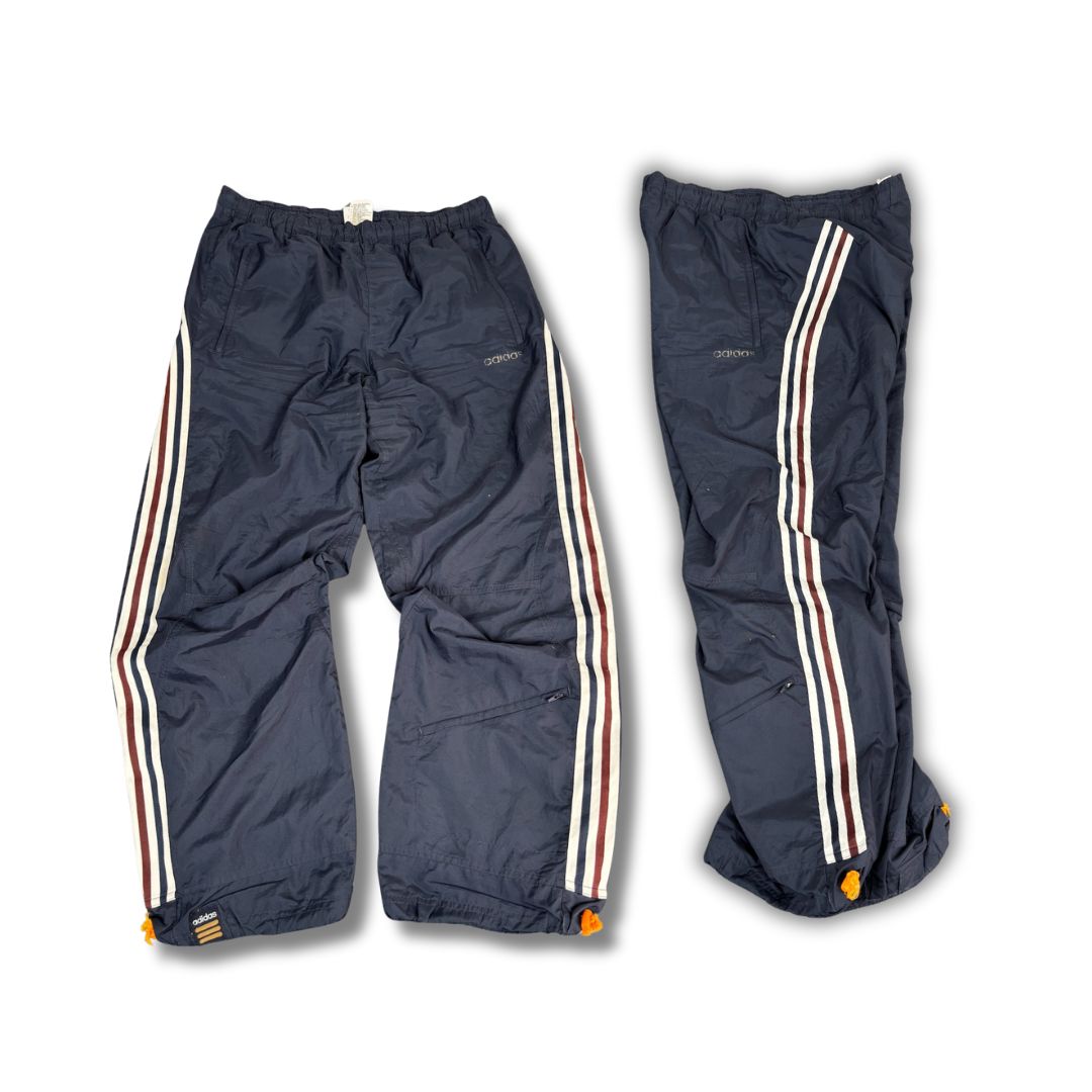 Vintage Y2K Adidas Track Pants Men's M Navy Cargo 3 Stripe Bungee Ankle Baggy Jogger