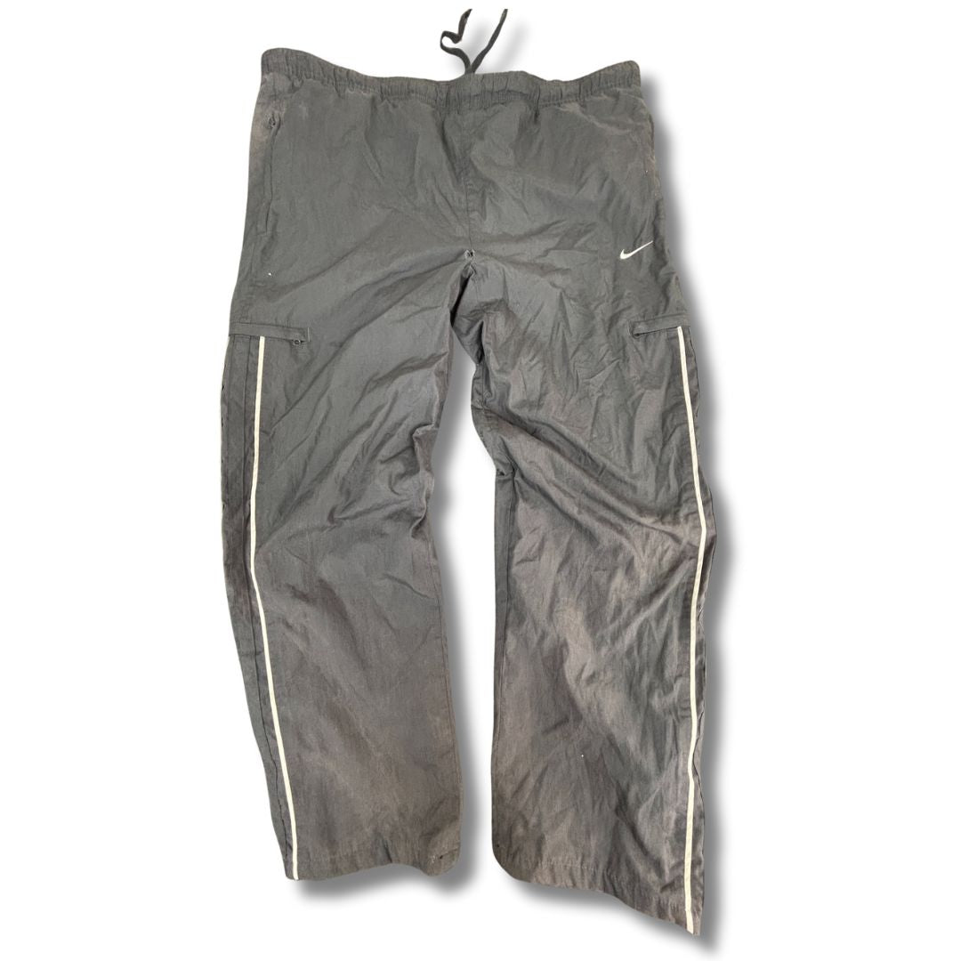 Vintage Y2K Nike Cargo Track Pants  Men's XL Grey White Piping Swoosh Baggy Joggers