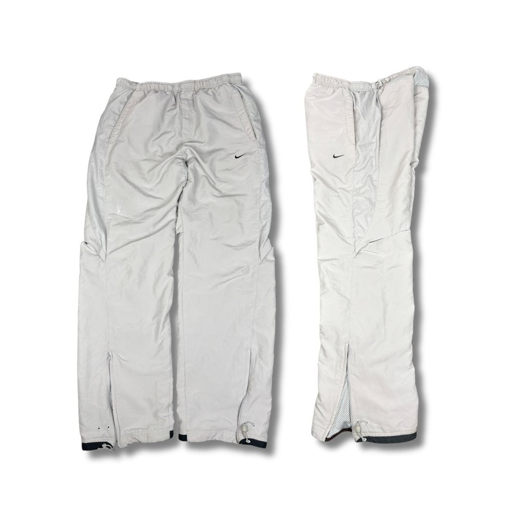 Vintage Y2K Nike Track Pants Men's L Grey Swoosh Mesh Details Baggy Joggers