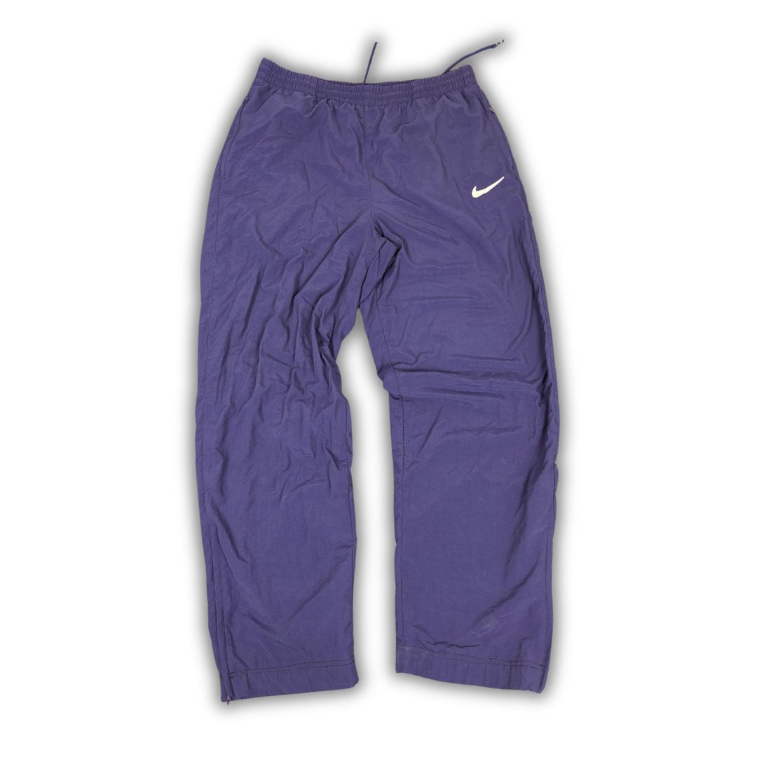 Vintage 90's Nike Track Pants Men's L Navy White Swoosh Classic Joggers Wide Leg