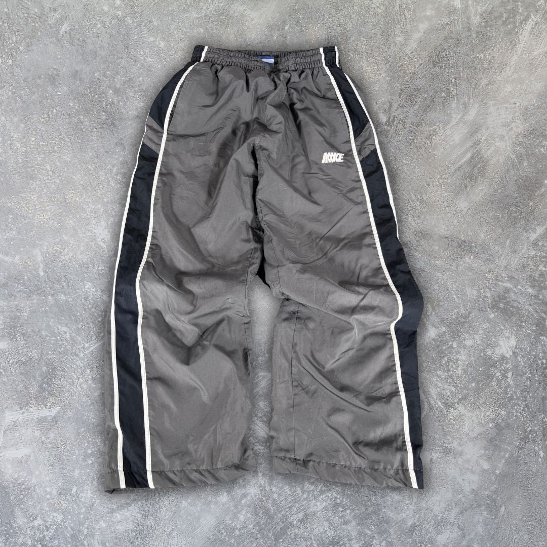 Vintage Nike 3/4 Track Pants Size XS Grey Black Spell Out Side Detail Windbreakers