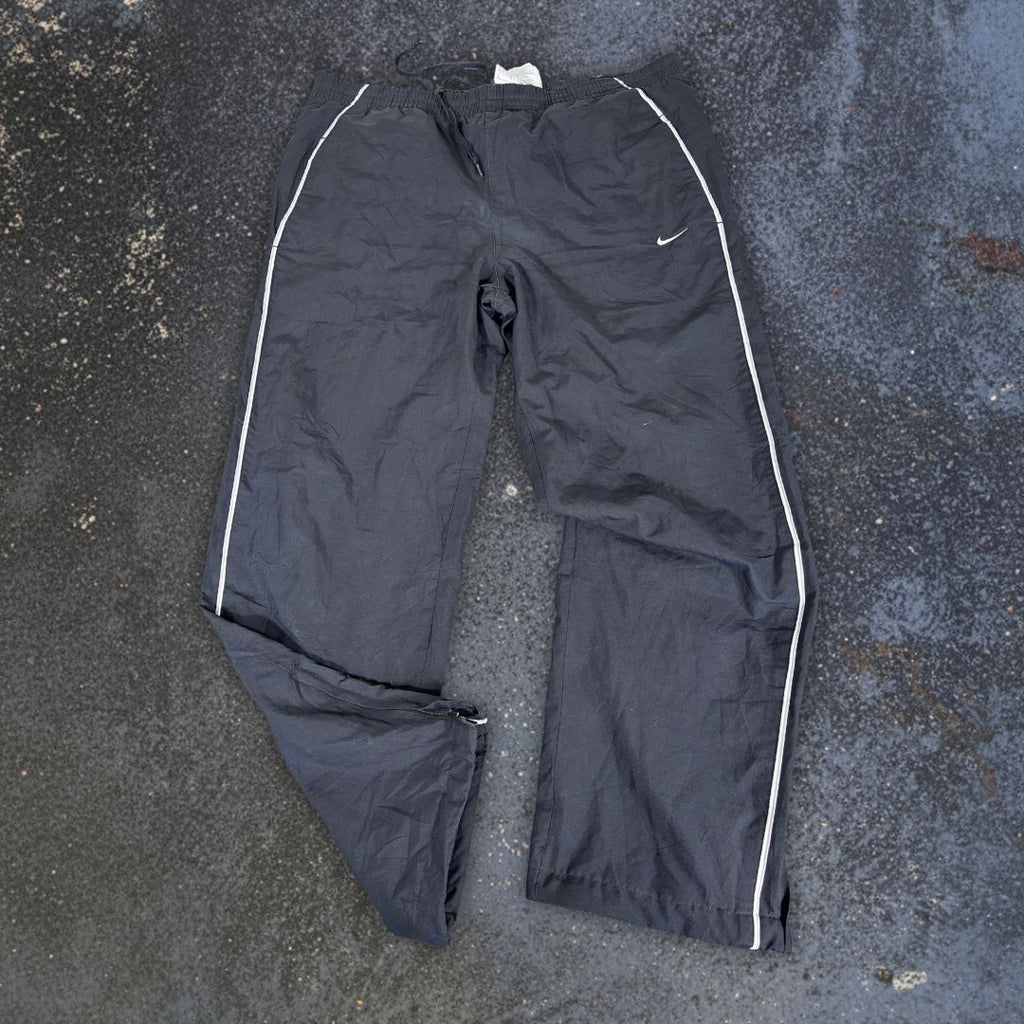 Vintage Y2K Nike Track Pants Size L Navy White Grey Detail Wide Leg Windbreakers