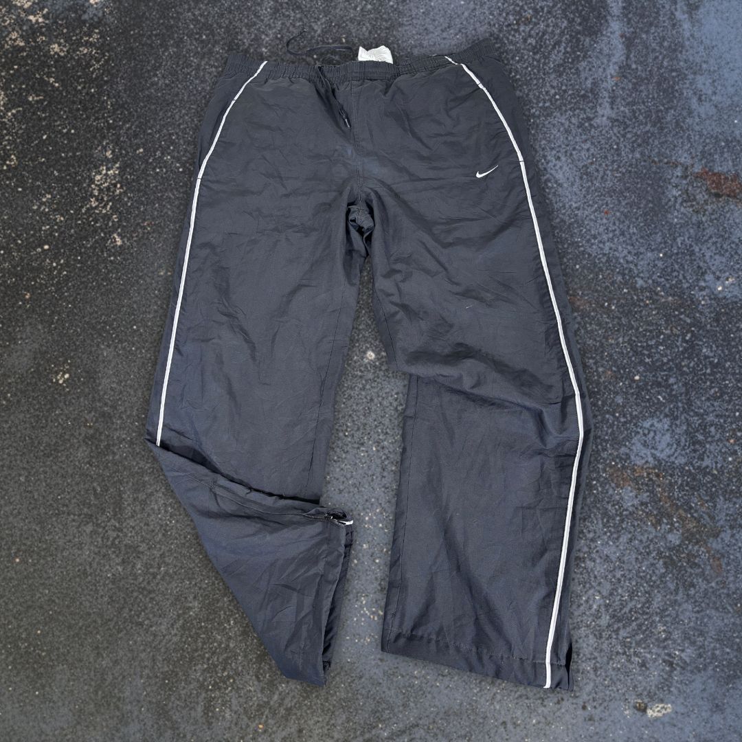 Vintage Y2K Nike Track Pants Size L Navy White Grey Detail Wide Leg Windbreakers