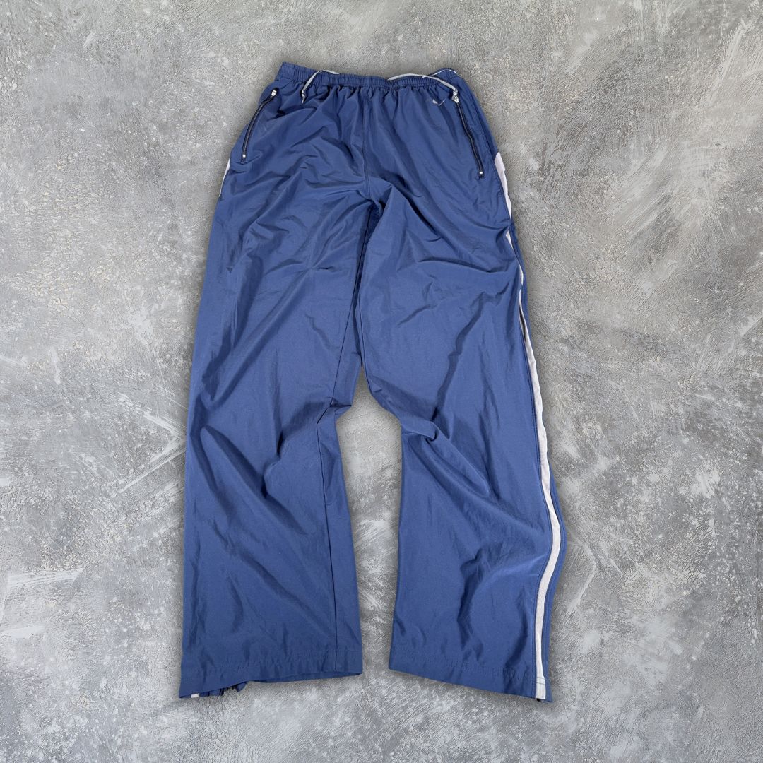 Vintage Y2K Nike Track Pants Size L Navy Blue Grey Nike Fit Wide Straight Ankle Zip