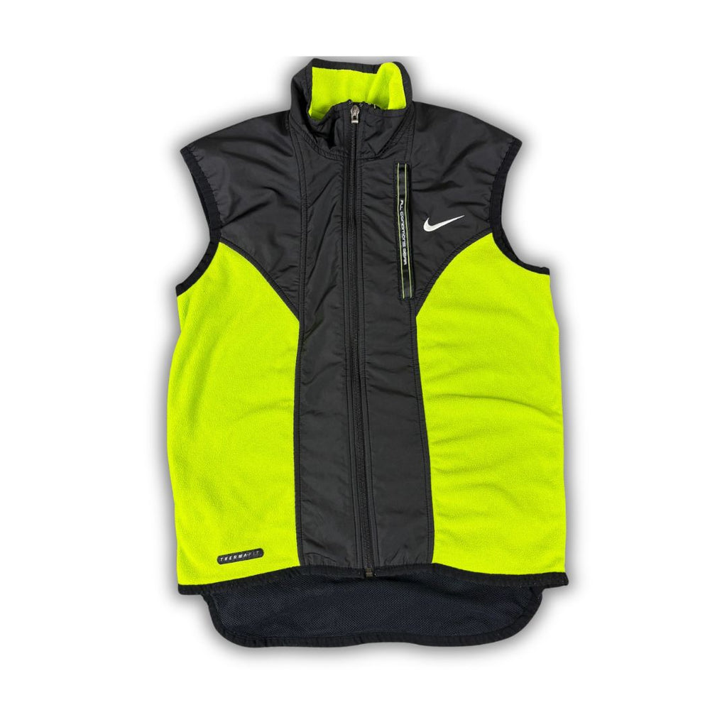 Vintage Y2K Nike ACG Vest Men's S Black Lime Green Fleece Gillet Zip Up Mock Neck