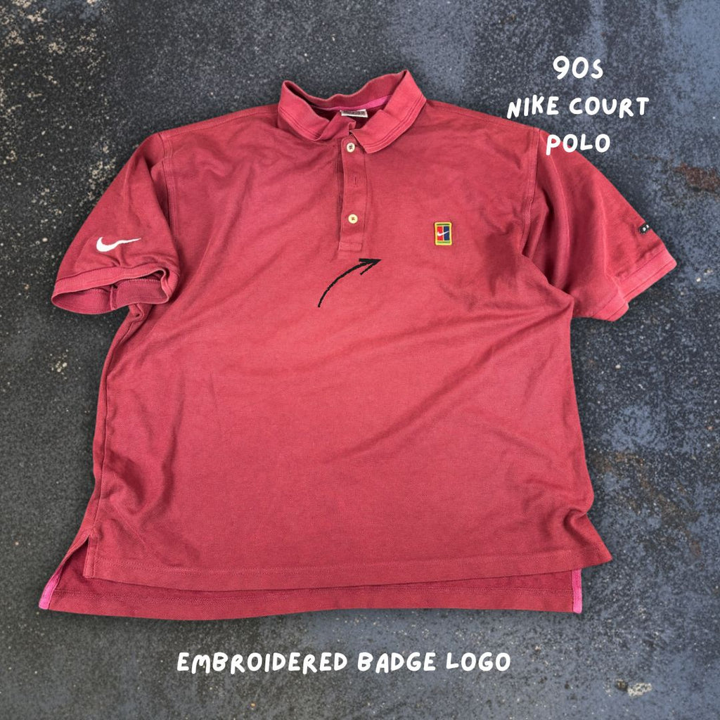 Vintage 90s Nike Court Polo Size S Red Chest Logo Swoosh Tennis Dri-Fit