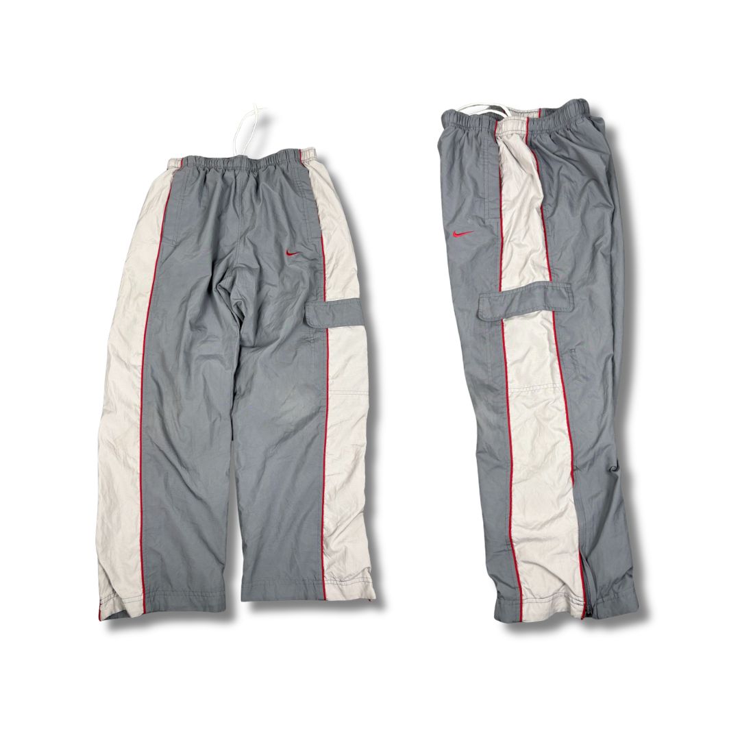 Vintage Y2K Nike 3/4 Cargo Track Pants Women's XS Grey Red Piping Swoosh Joggers