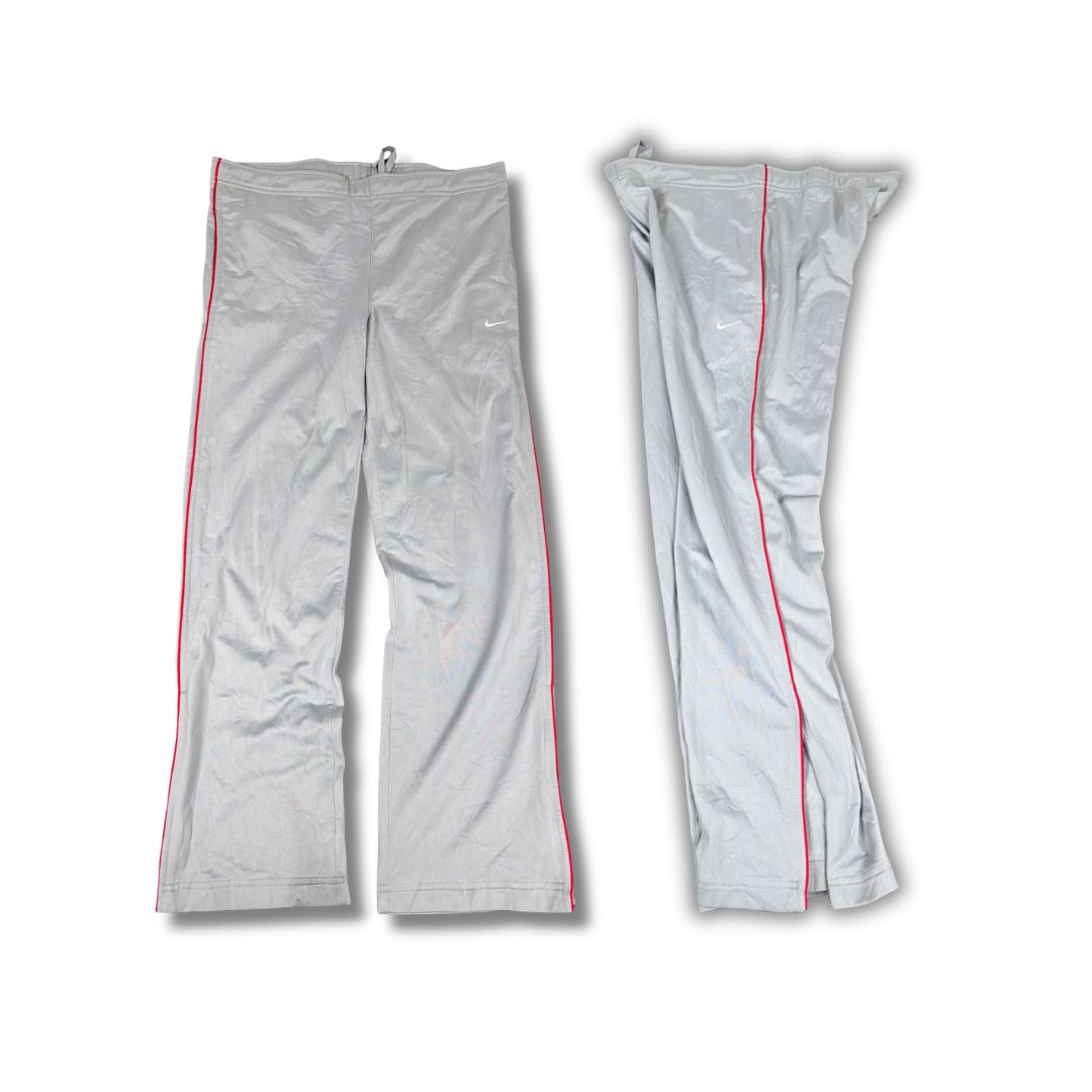 Vintage Y2K Nike Track Pants Men's S Grey Red Piping Swoosh Straight Leg