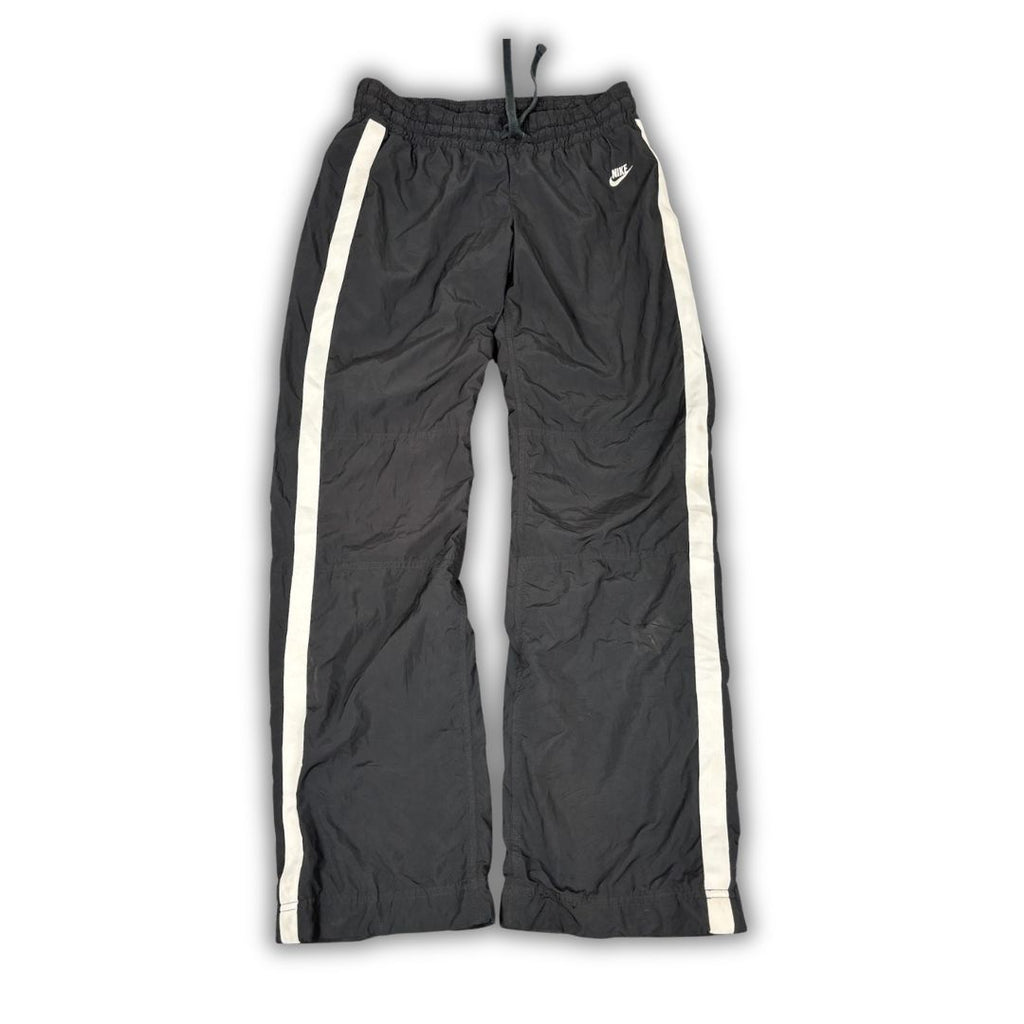 Vintage Y2K Nike Track Pants Women's M Black White Panels Swoosh Joggers Straight Leg