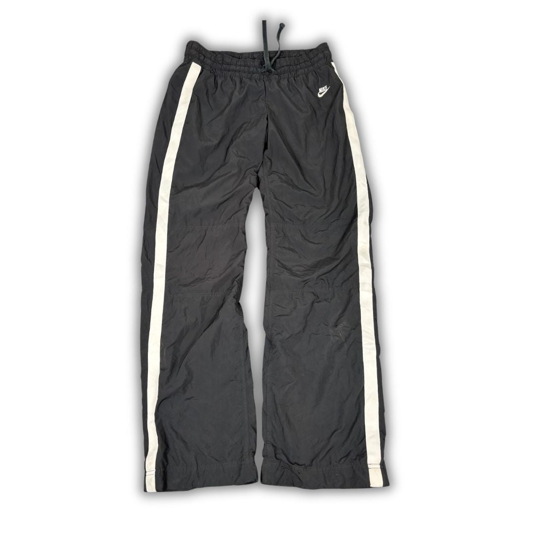Vintage Y2K Nike Track Pants Women's M Black White Panels Swoosh Joggers Straight Leg