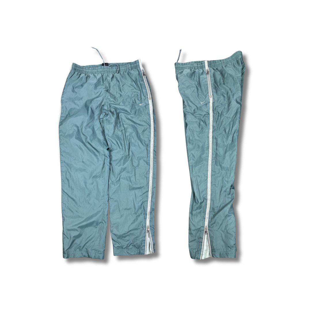 Vintage Y2K Nike Track Pants Women's S Green Piping Ankle Zip Premo Rare Joggers Wide Leg