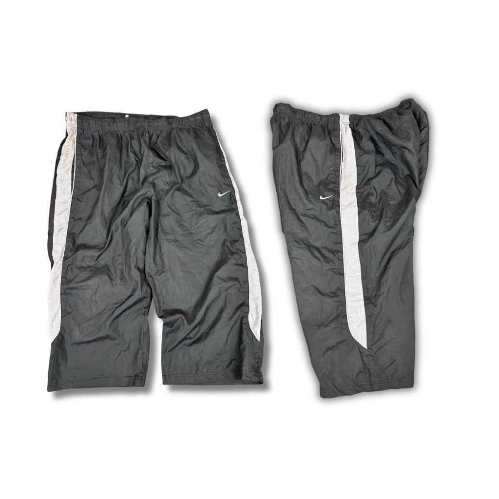 Vintage Y2K Nike 3/4 Track Pants Men's XL Black Grey Mesh Panels Joggers Wide Leg
