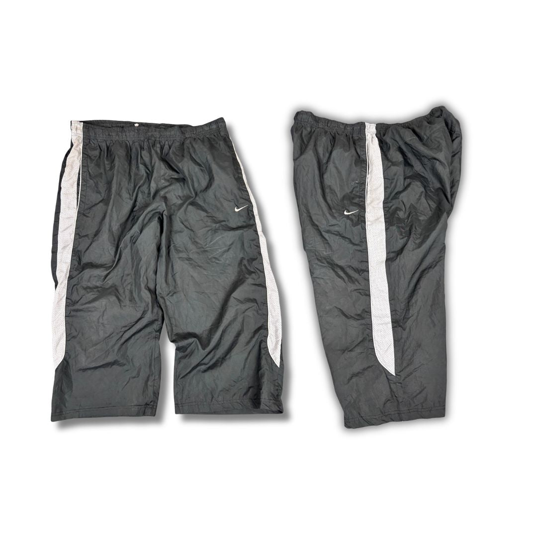 Vintage Y2K Nike 3/4 Track Pants Men's XL Black Grey Mesh Panels Joggers Wide Leg