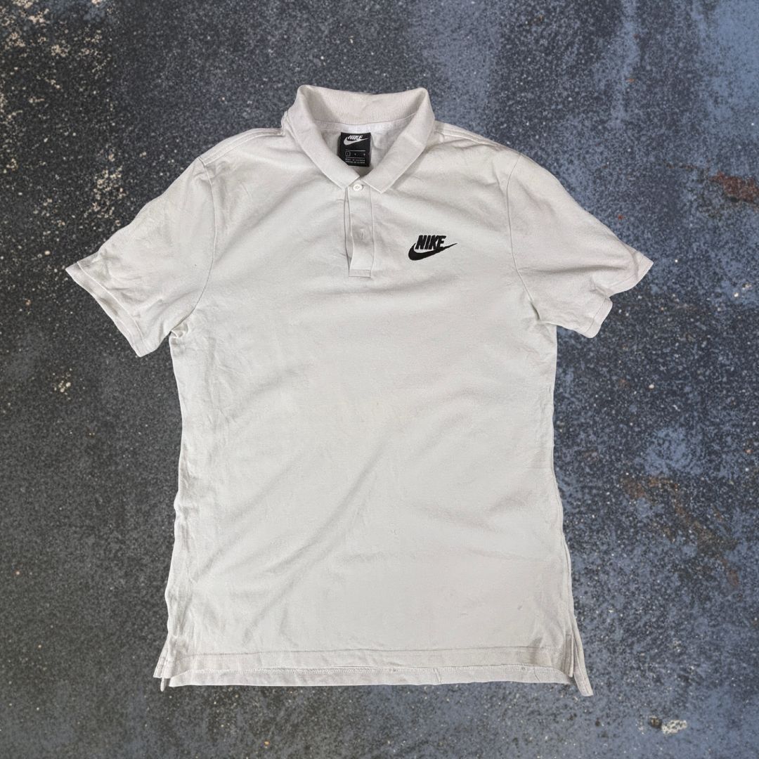 Nike Polo Shirt Women’s L White/Off-White Cotton Chest Logo Classic