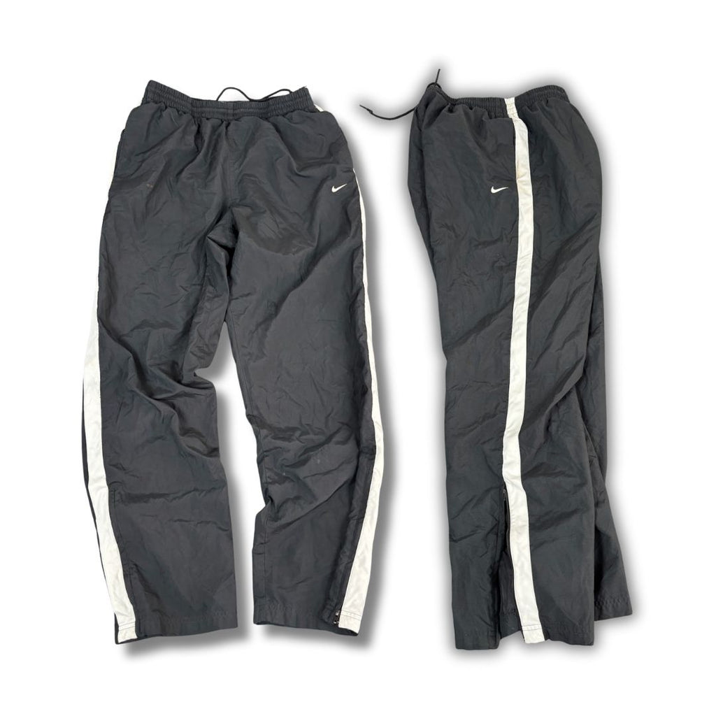Y2K/10s Nike Track Pants Men's M Black White Panel Swoosh Joggers Wide Leg