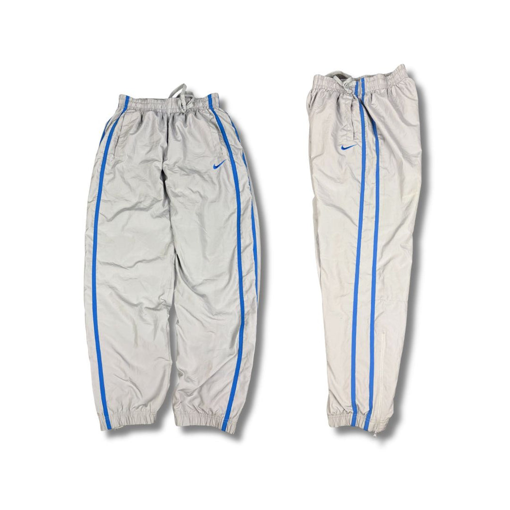 Vintage Y2K Nike Track Pants Men's M Grey blue swoosh piping joggers Tapered