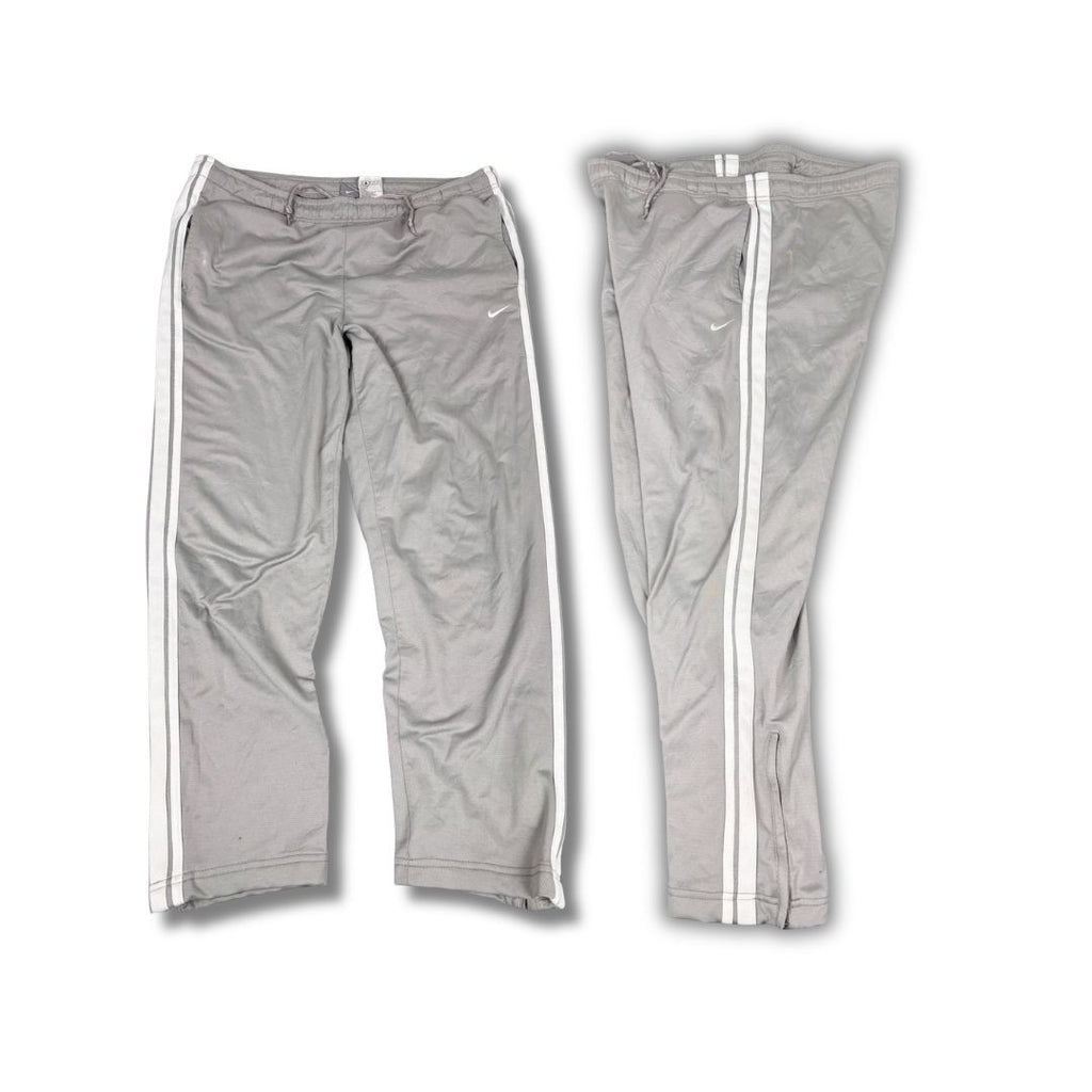 Vintage Y2K Nike Track Pants Men's XL Grey White Panels Swoosh Joggers Straight Leg