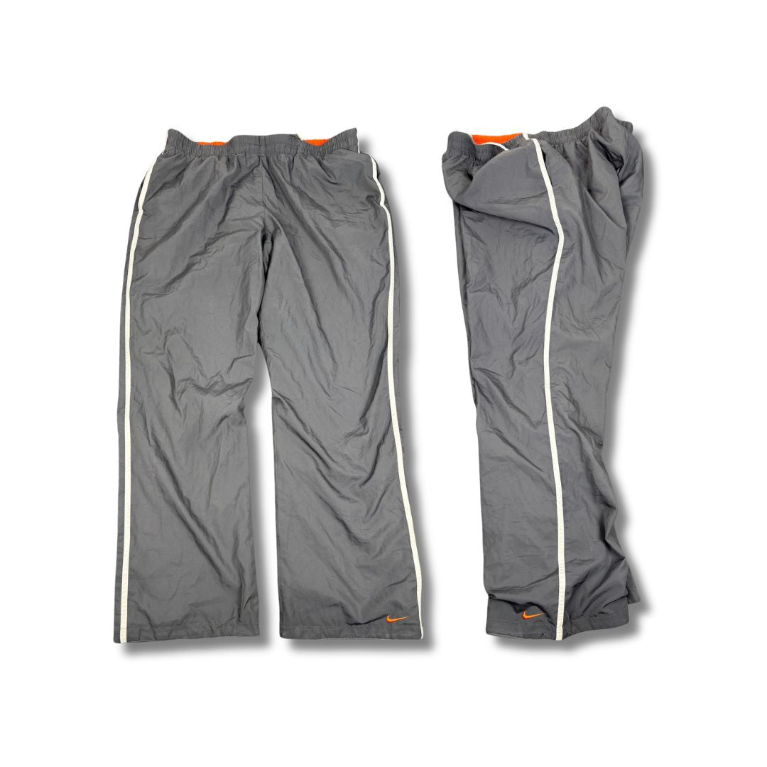 Vintage Y2K Nike Track Pants Women's L Grey White Piping Orange Ankle Swoosh