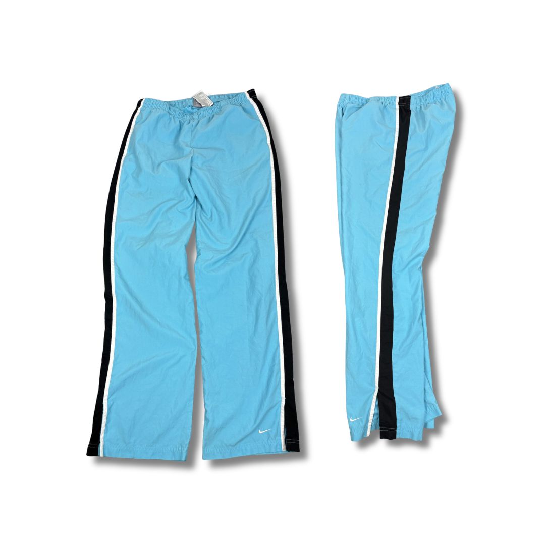 Vintage Y2K Nike Track Pants Women's M Blue Black Piping Ankle Swoosh Joggers