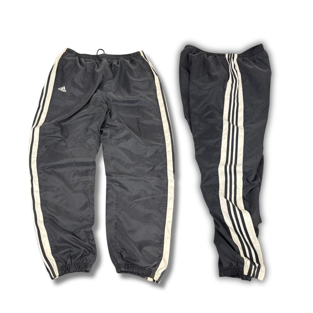 Vintage Y2K Adidas Track Pants Men's XL Black White 3 Stripe Joggers Wide Leg