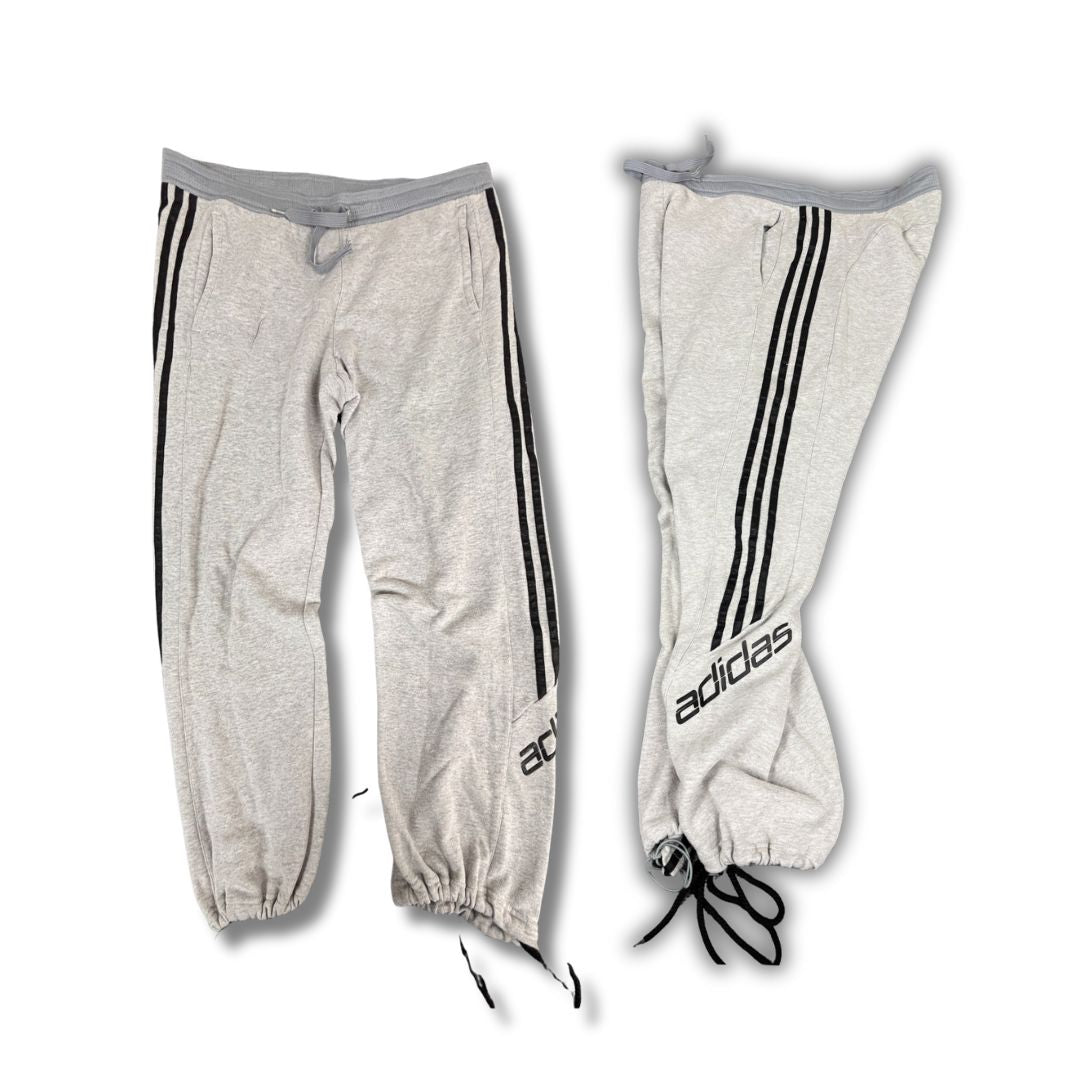 Vintage Y2K Adidas Track Pants Men's S Grey Black 3 Stripe Spell Out Sweatpants Straight Leg