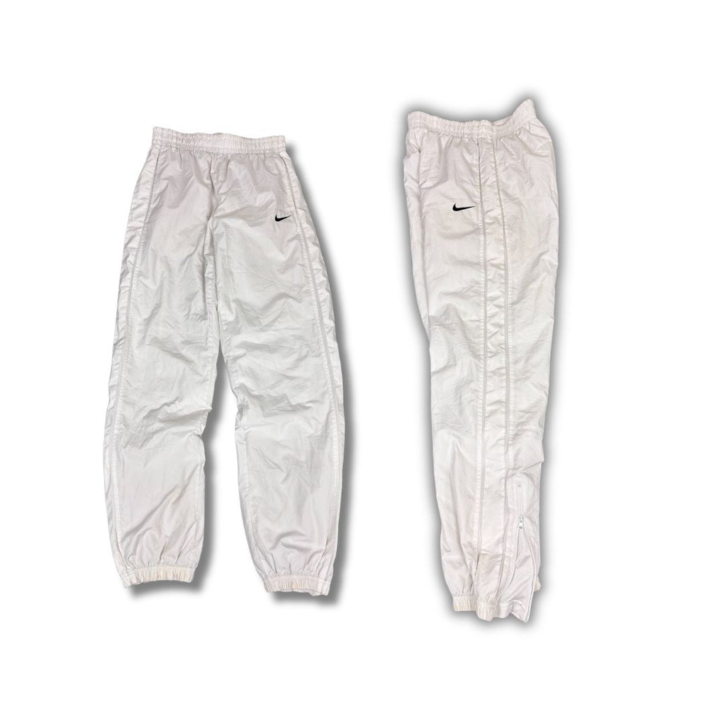 Vintage Y2K Nike Track Pants Women's S White Black Swoosh Mesh Panels Tapered