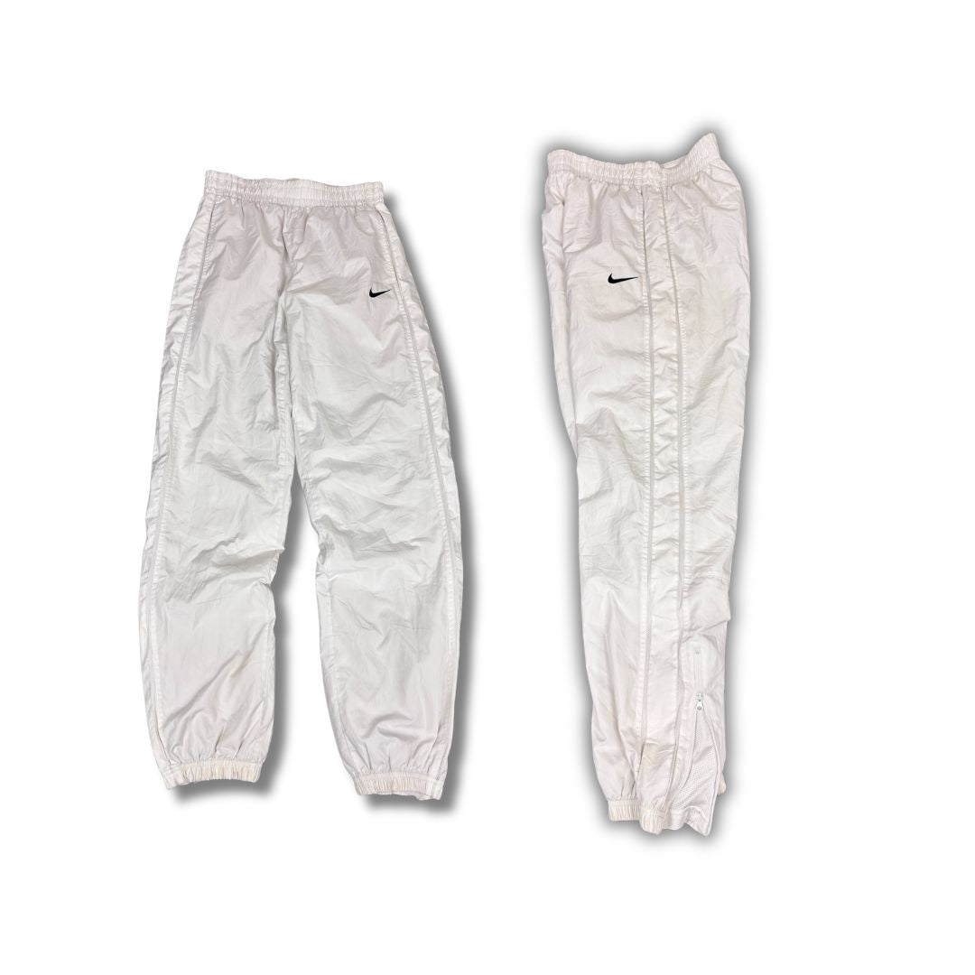Vintage Y2K Nike Track Pants Women's S White Black Swoosh Mesh Panels Tapered