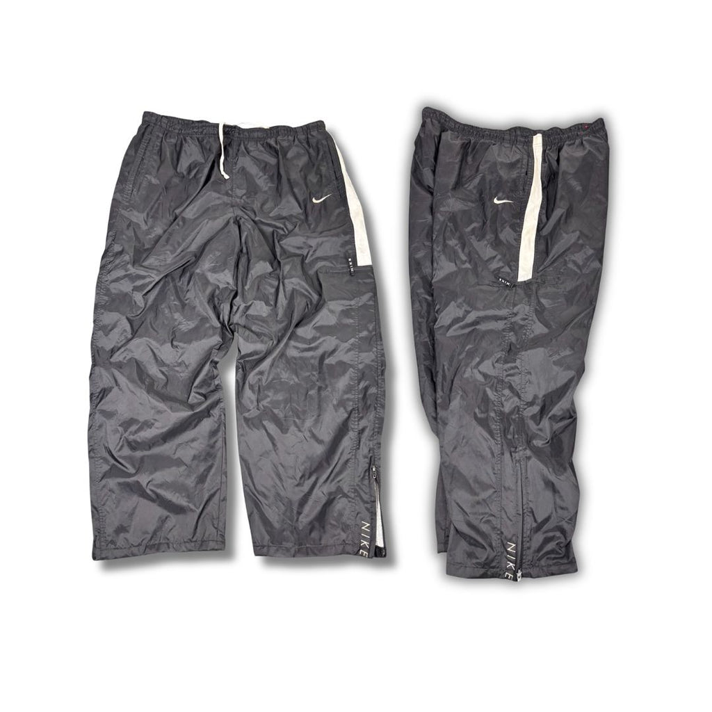 Vintage 90's Nike Cargo Track Pants Men's XXL Black White Swoosh Spell Out Joggers Wide Leg