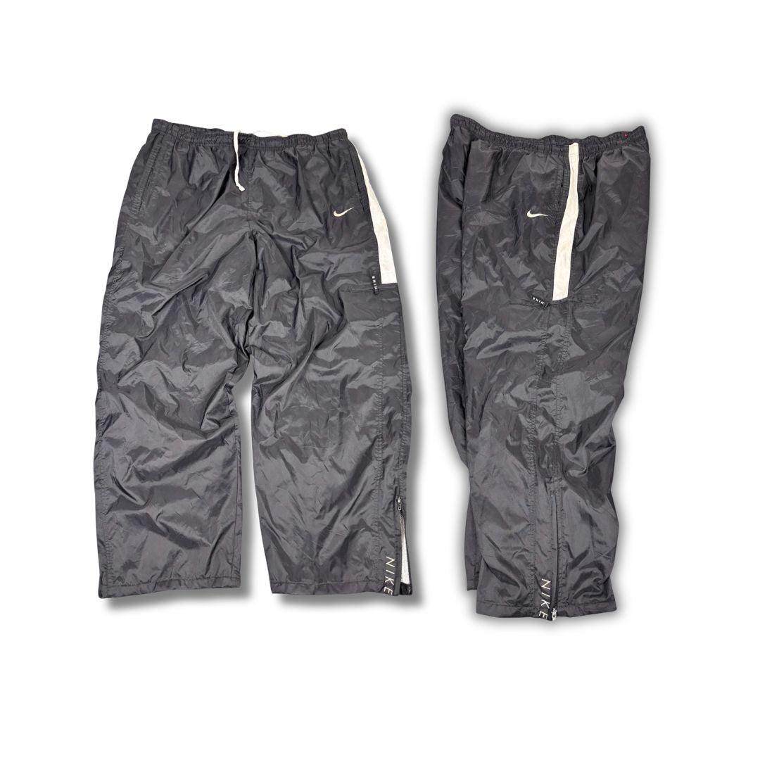 Vintage 90's Nike Cargo Track Pants Men's XXL Black White Swoosh Spell Out Joggers Wide Leg