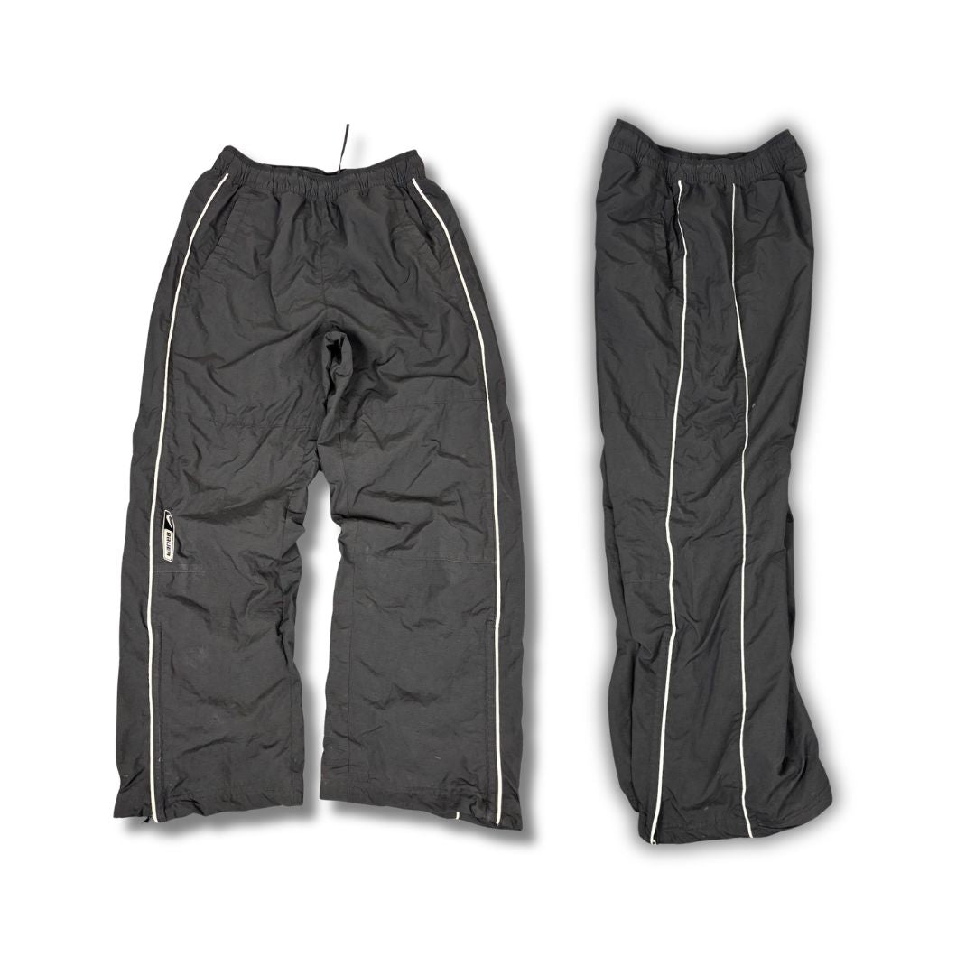 Vintage Y2K Nike x Bauer Track Pants Men's L Black White Piping Nylon Style Joggers Wide Leg