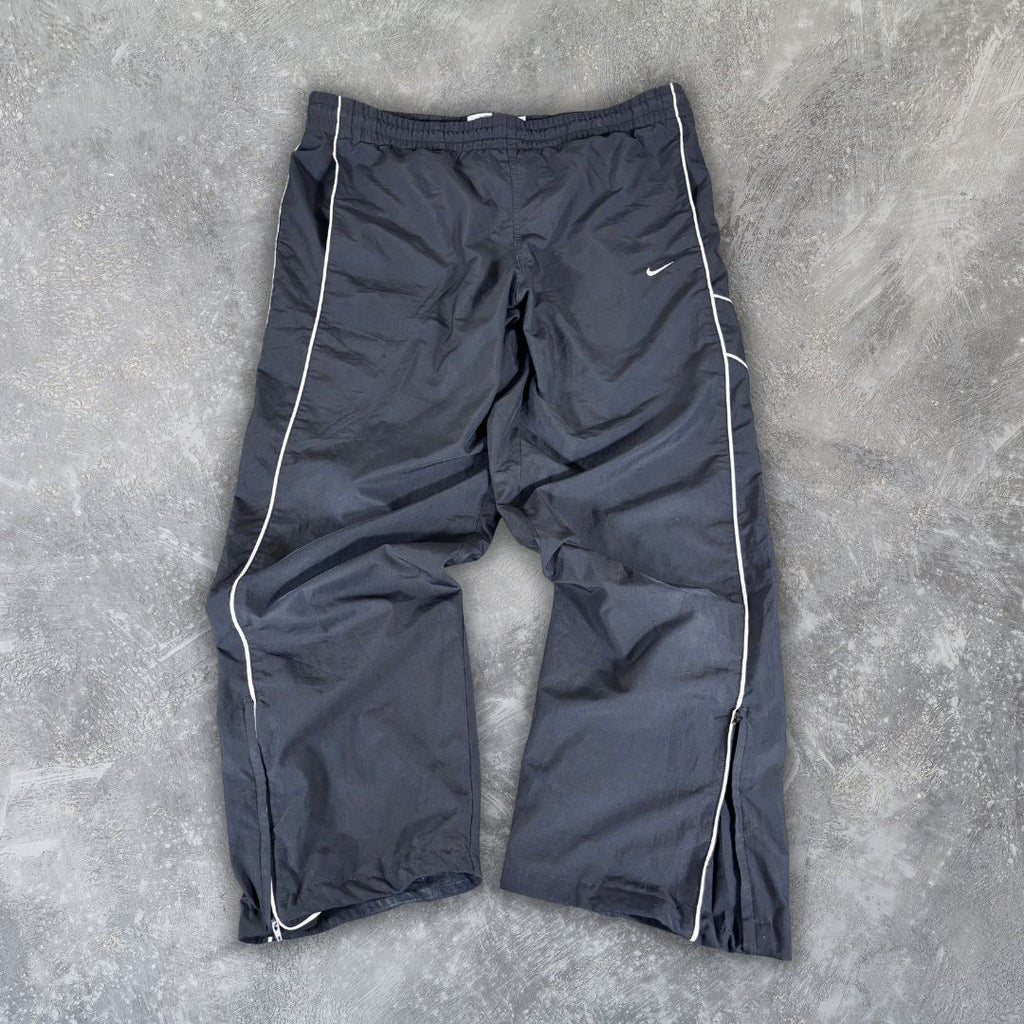 Vintage Y2K Nike Track Pants Size XL Black White Piping Swoosh Wide Leg Classic