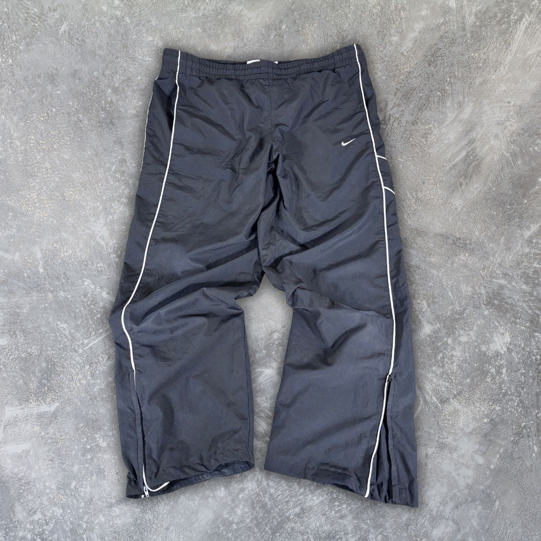 Vintage Y2K Nike Track Pants Size XL Black White Piping Swoosh Wide Leg Classic