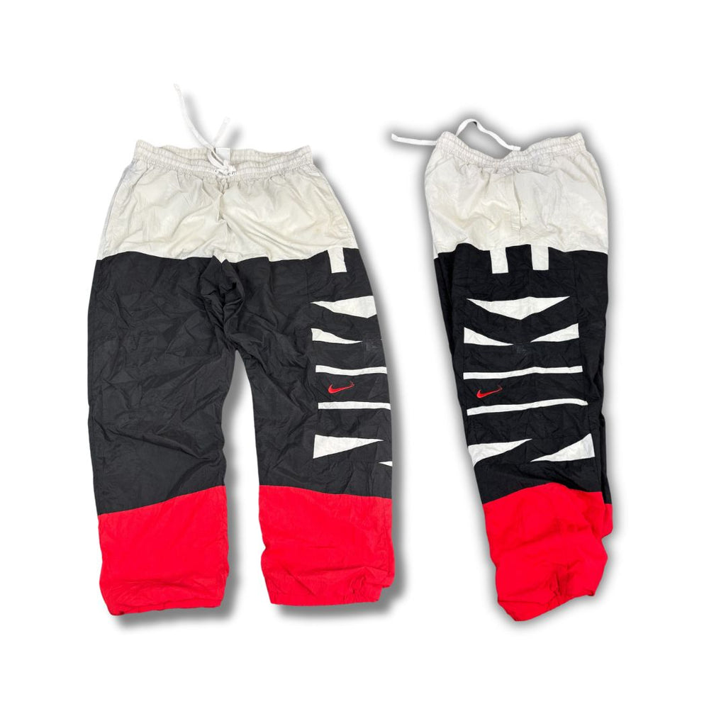 Classic Nike Track Pants Men's M White Black Red Spell Out Joggers Wide Leg