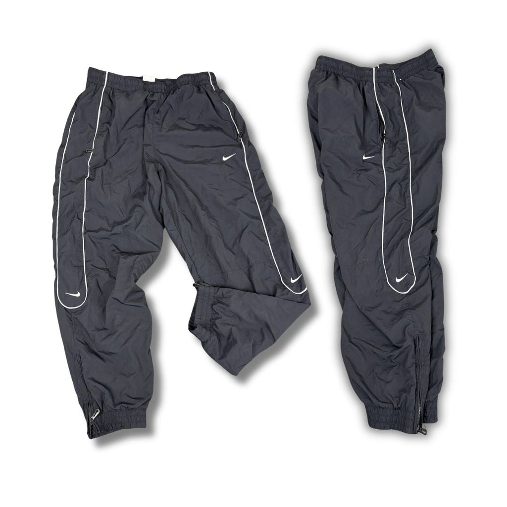 Classic Nike Track Pants Men's S Black Grey Piping Swosh Joggers Tapered