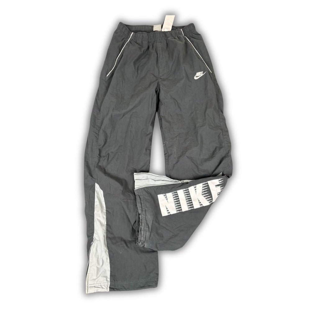 Vintage Y2K Nike Track Pants Men's M Grey Piping Spell Out Joggers Wide Leg