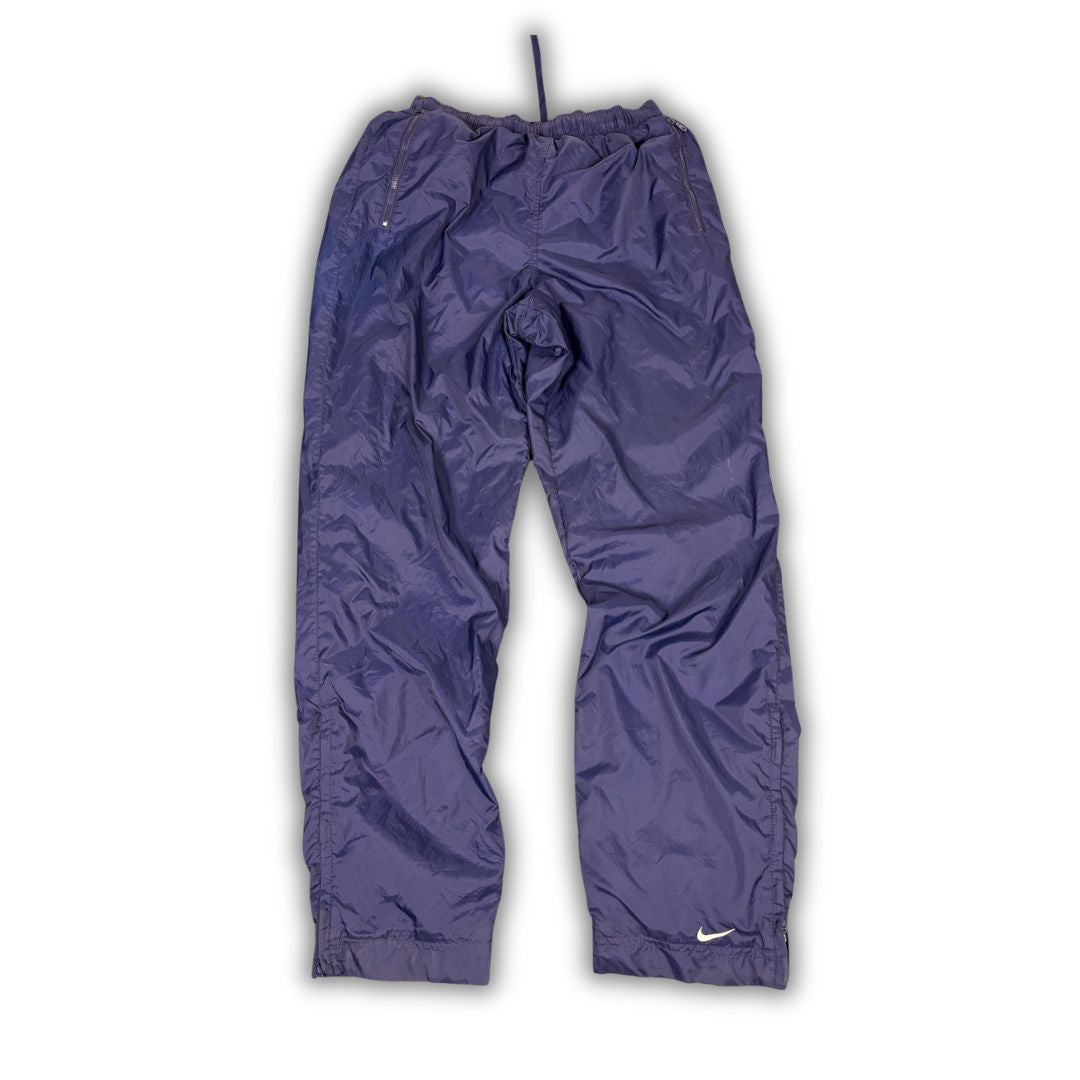 Vintage Y2K Nike Track Pants Women's M Navy White Ankle Swoosh Joggers Straight Leg