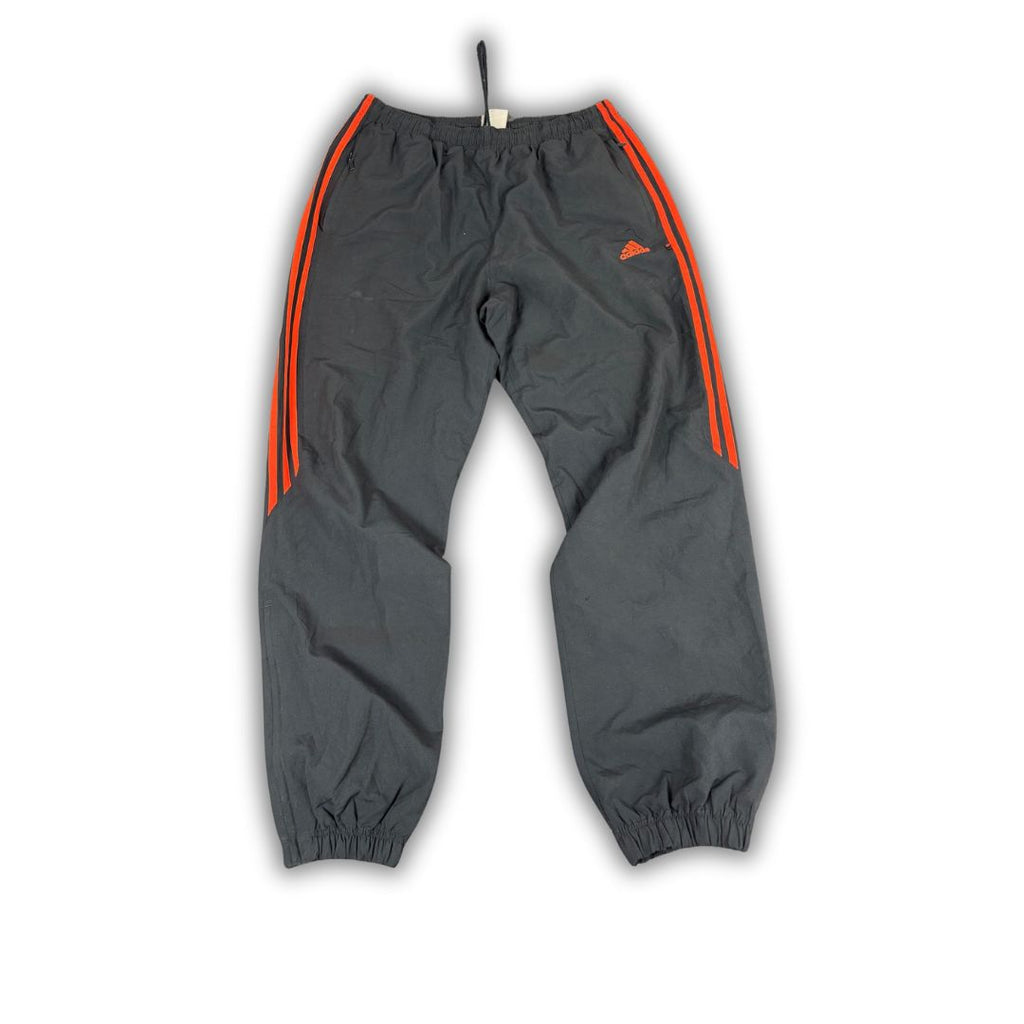 Vintage Y2K Adidas Track Pants Men's XL Black Orange Logo 3 Stripe Joggers Wide Leg