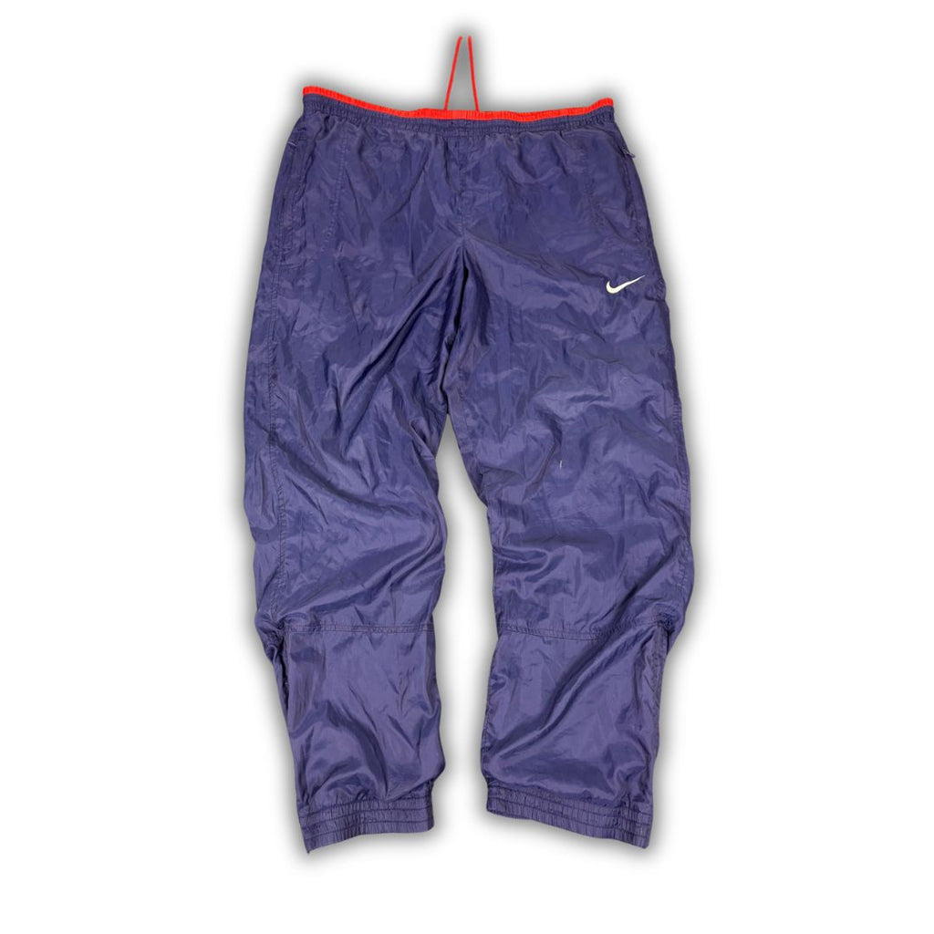 Vintage Y2K Nike Track Pants Men's L Navy Red White Swoosh Joggers Wide Leg