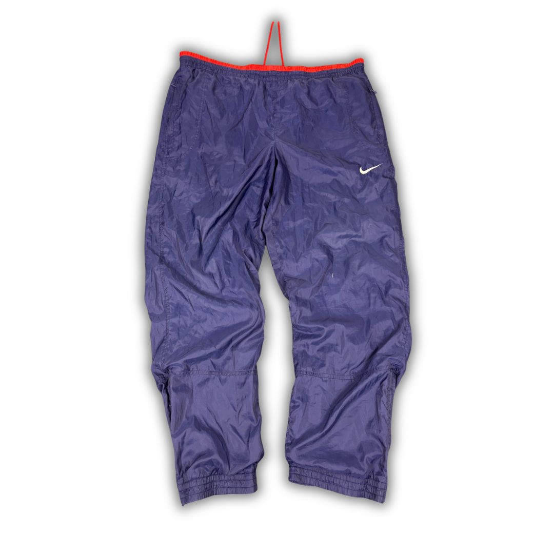 Vintage Y2K Nike Track Pants Men's L Navy Red White Swoosh Joggers Wide Leg