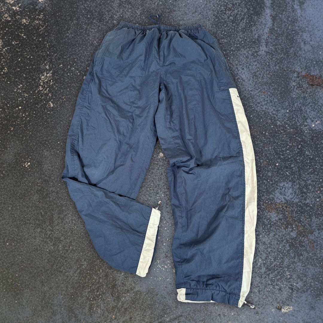 Vintage Y2K Nike Cargo Track Pants Size XL Navy Grey Detail Wide Leg Bungee Ties