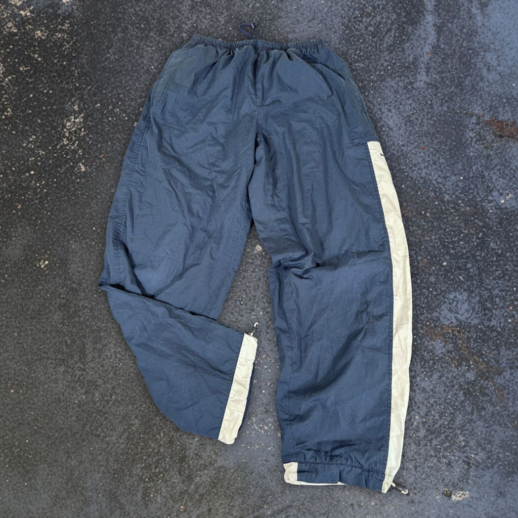 Vintage Y2K Nike Cargo Track Pants Size XL Navy Grey Detail Wide Leg Bungee Ties